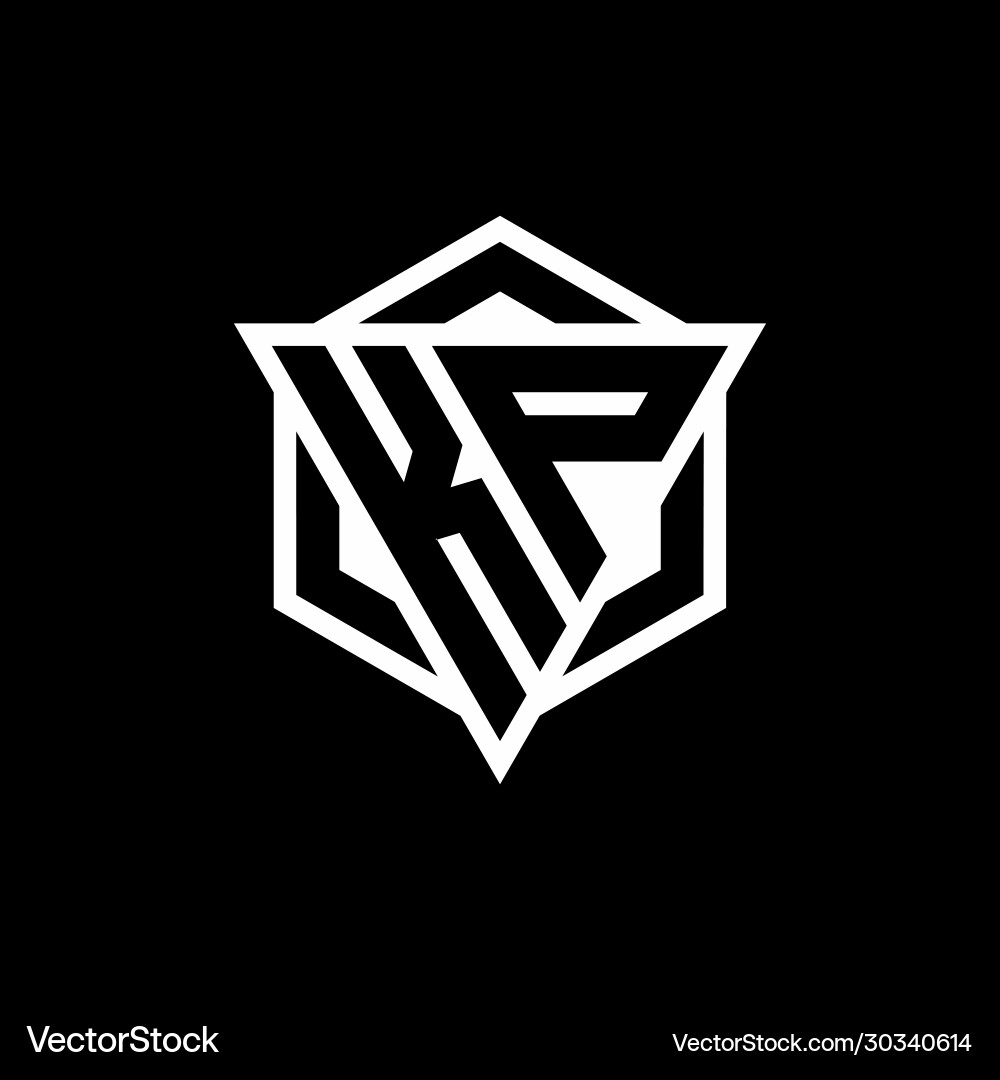Kp logo monogram with triangle and hexagon shape vector image