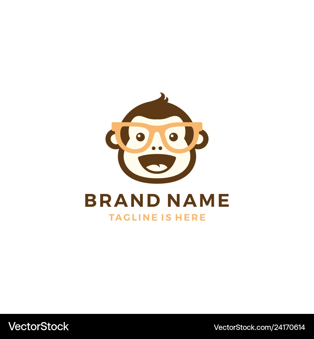 Monkey chimp geek smart charm mascot character Vector Image