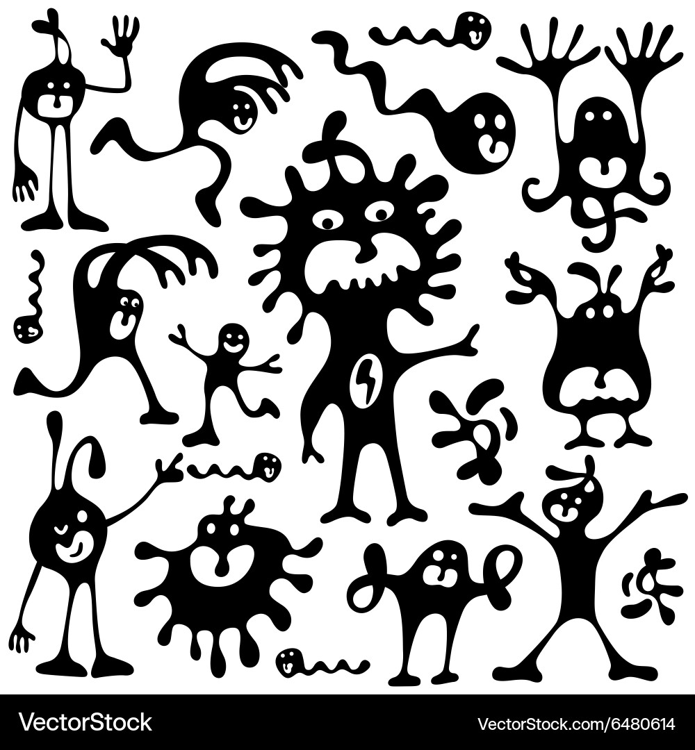 Monsters cartoons set vector image