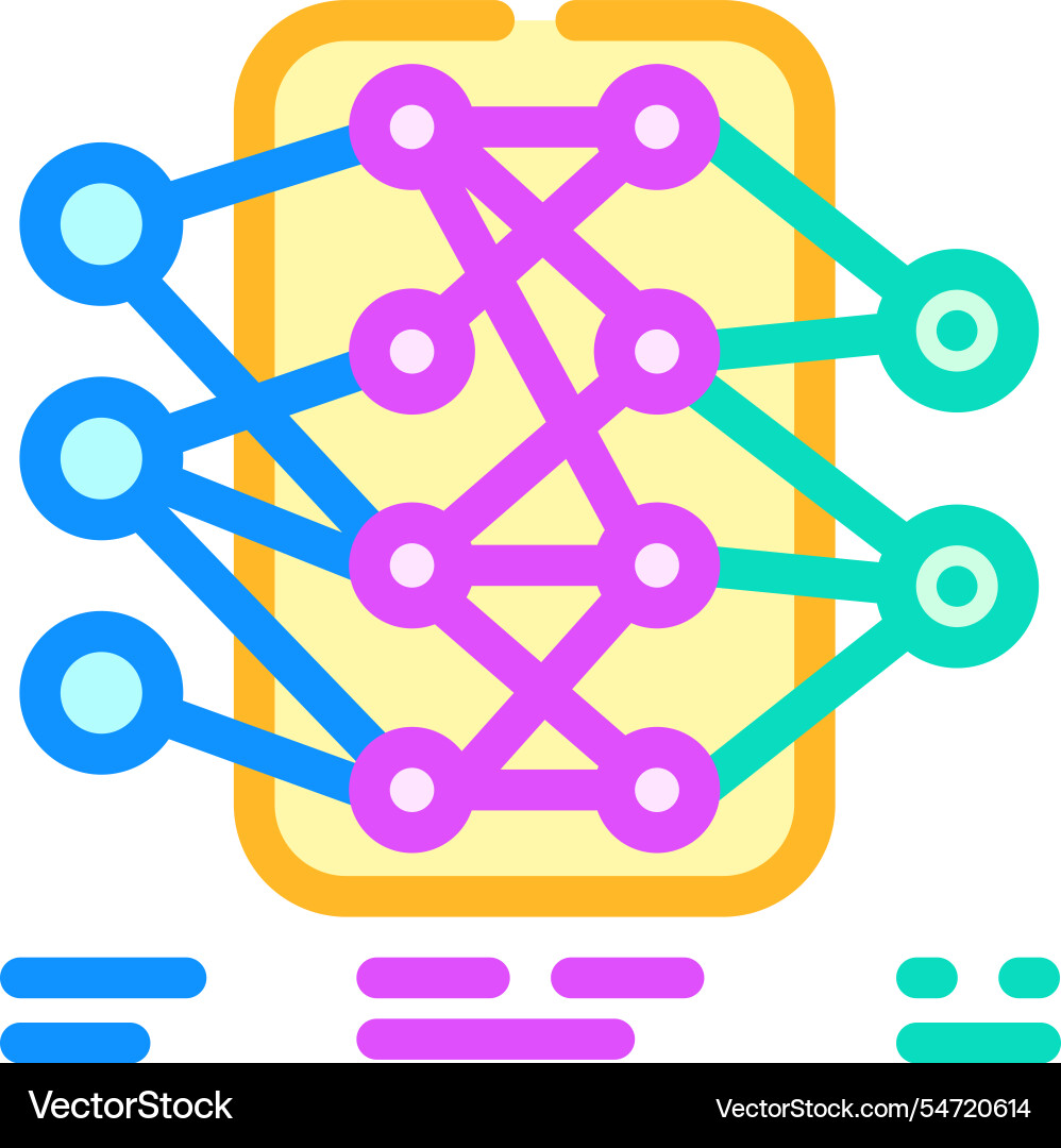 Neural network diagram machine learning color icon Vector Image