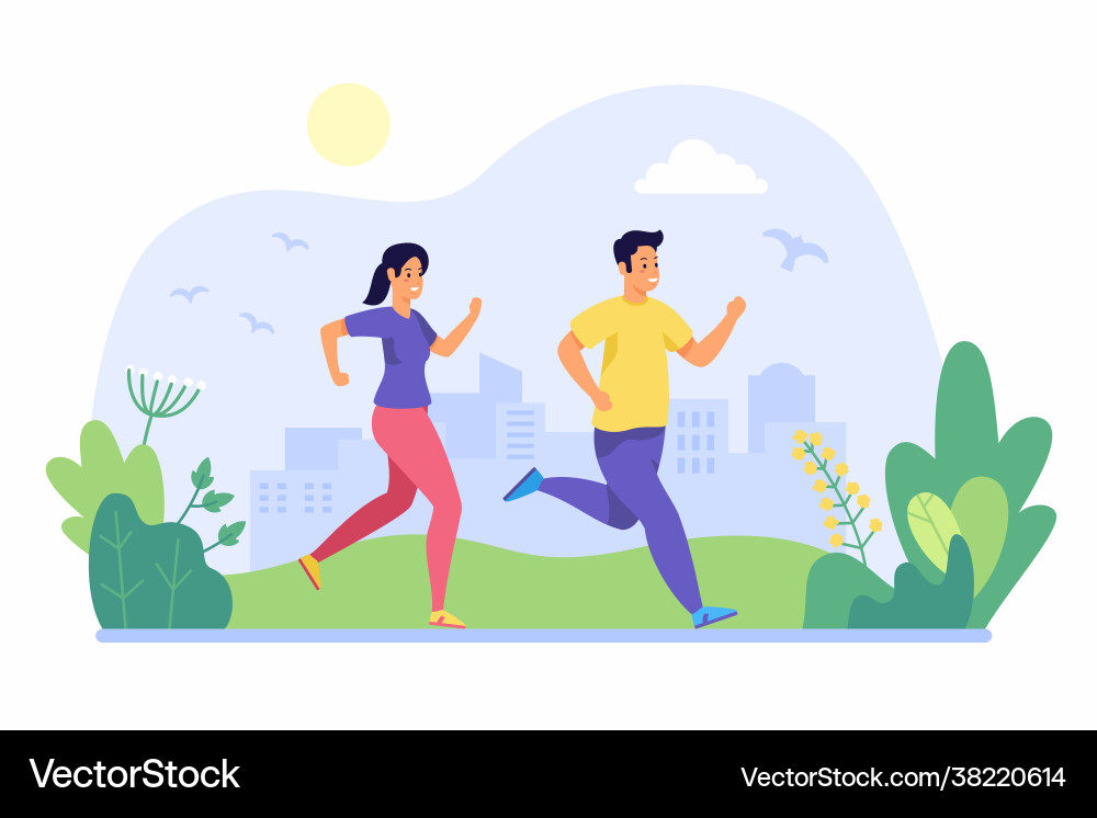 People jogging in morning young man and woman run People jogging in morning young man and woman run vector image