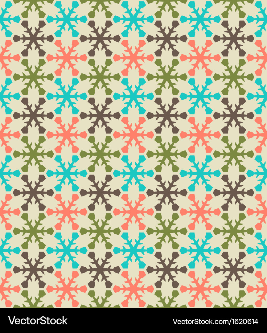 Retro color snowflake seamless pattern vector image