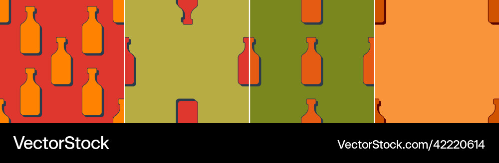 Rum bottles seamless pattern line art style Vector Image