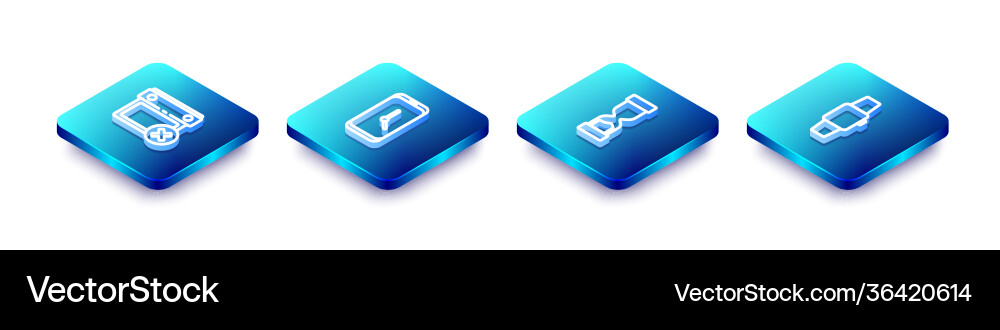 Set isometric line calendar date delete alarm Vector Image