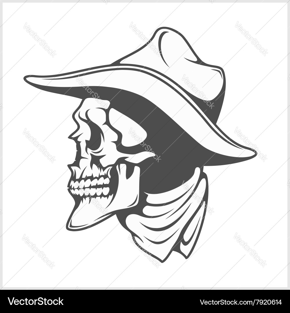 Skull in cowboy hat - gangster vector image