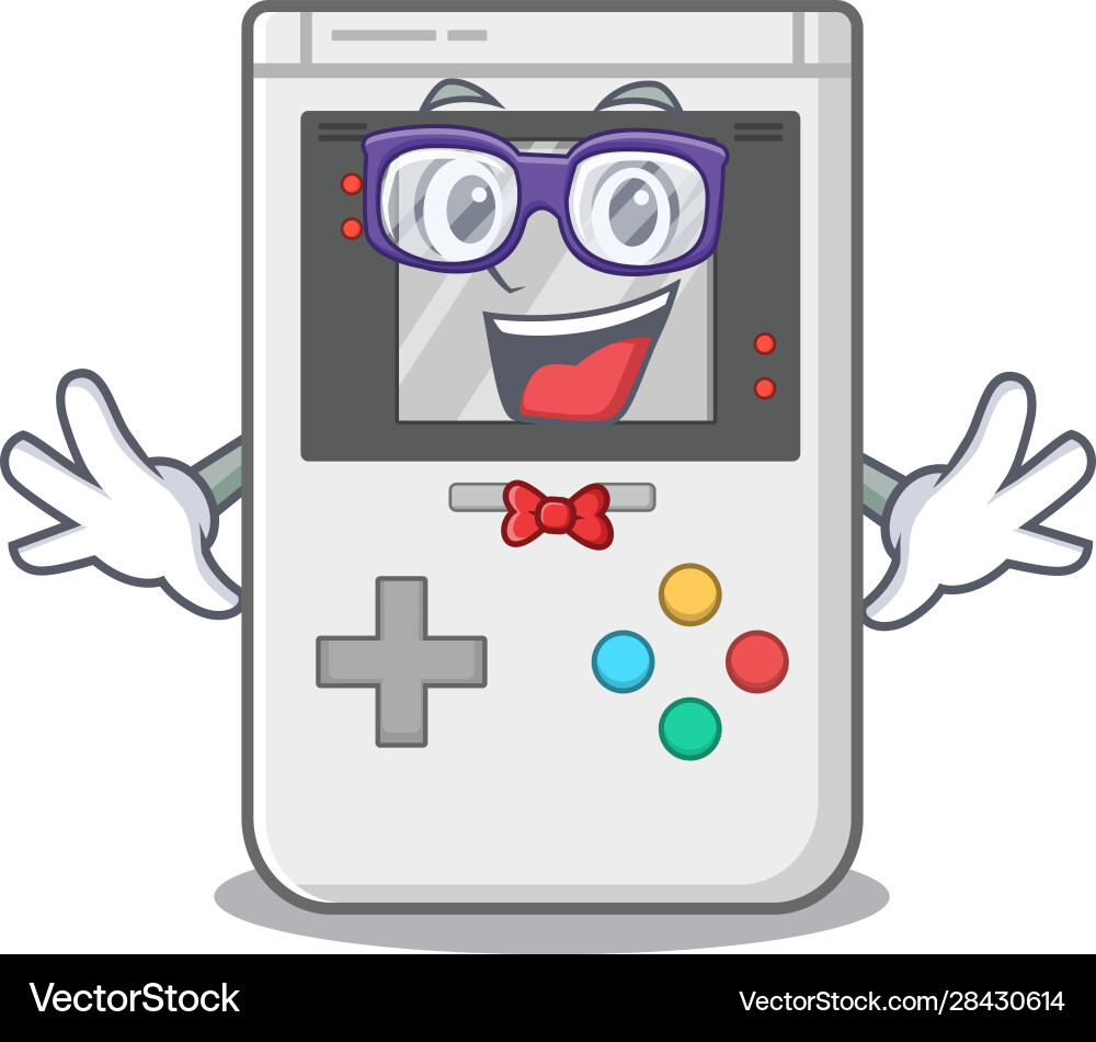 Super funny geek handheld game scroll cartoon vector image