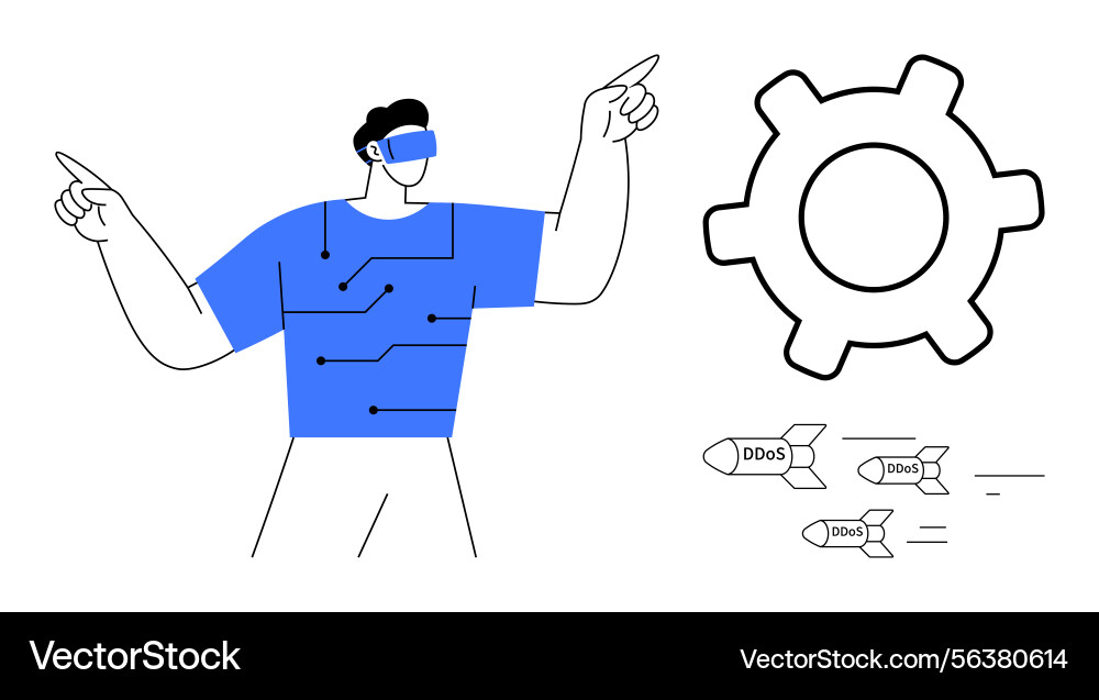 Tech specialist using virtual reality to combat Tech specialist using virtual reality to combat vector image