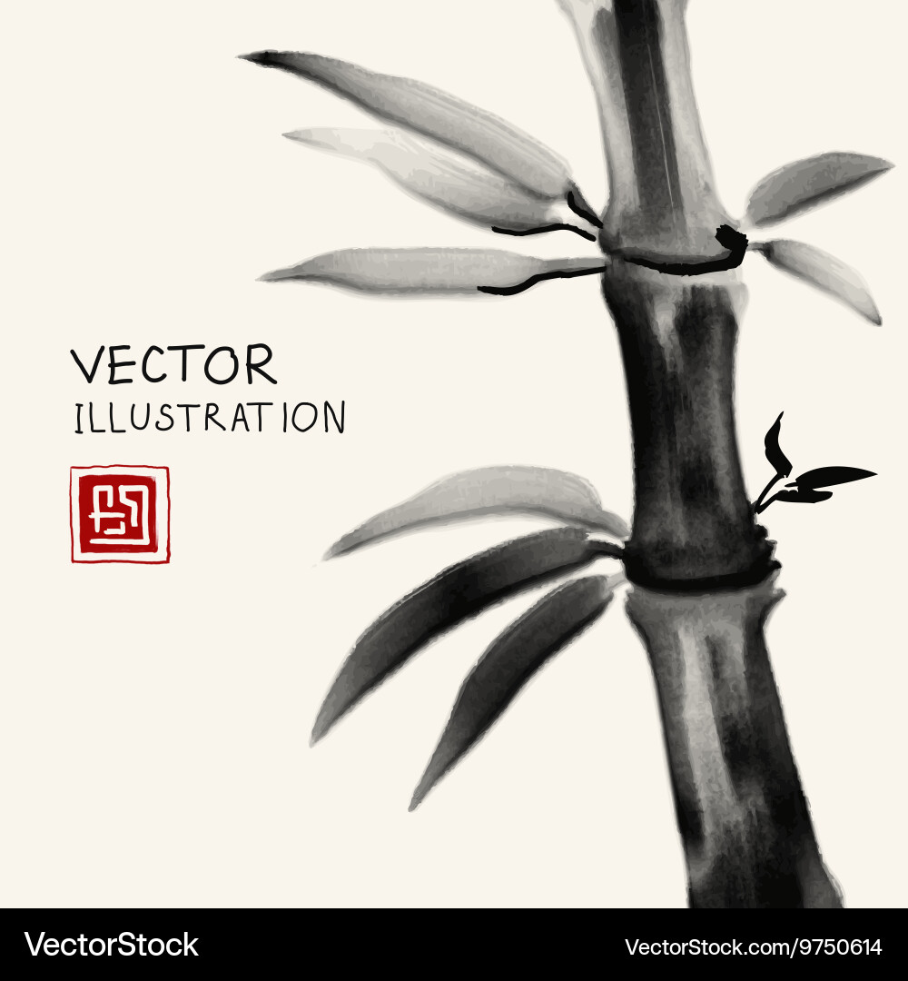 Bamboo vector icon illustration with red colored shadow silhouette isolated  on plain white background. Lunar chinese new year or zen calm spa themed  drawing. 36120886 Vector Art at Vecteezy, image size:1000x1080