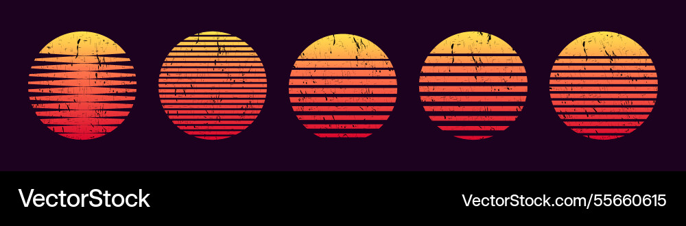 Abstract sunset gradient with five textured ovals vector image