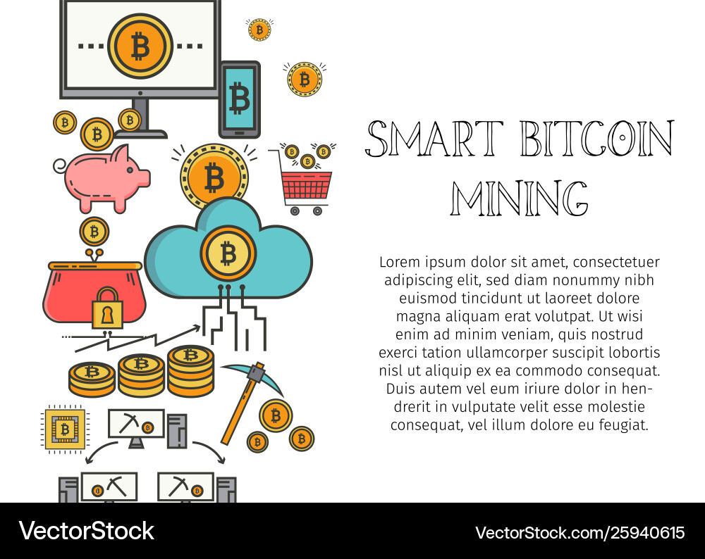 Bitcoin blockchain concept for web page banner Bitcoin blockchain concept for web page banner Vector Image