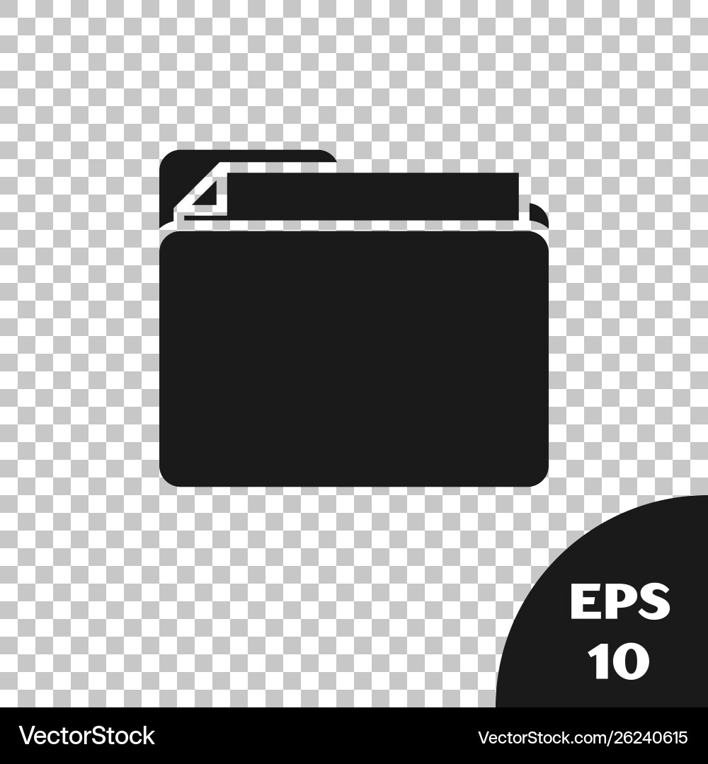 Black document folder icon isolated on transparent Black document folder icon isolated on transparent vector image