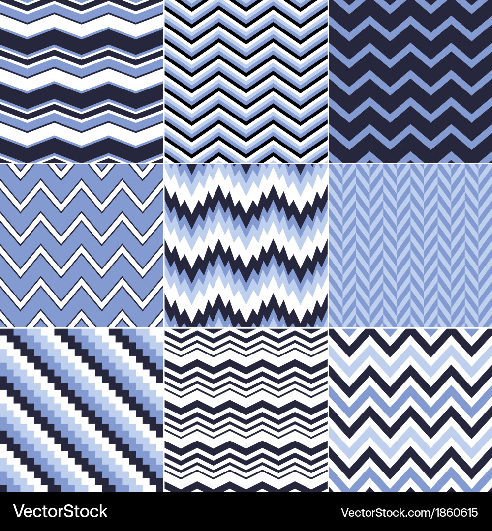 Blue Zigzag Pattern Set vector image