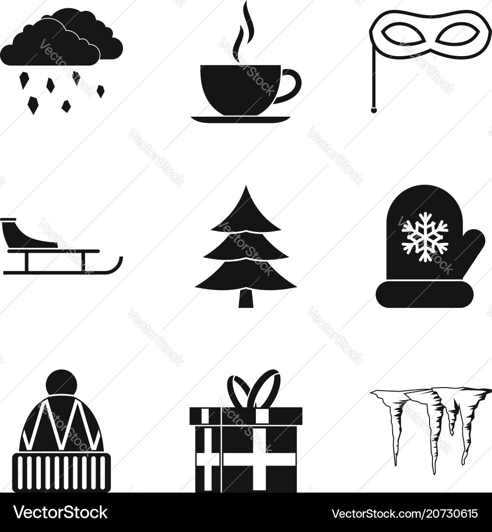 Cold time icons set simple style Cold time icons set simple style vector image