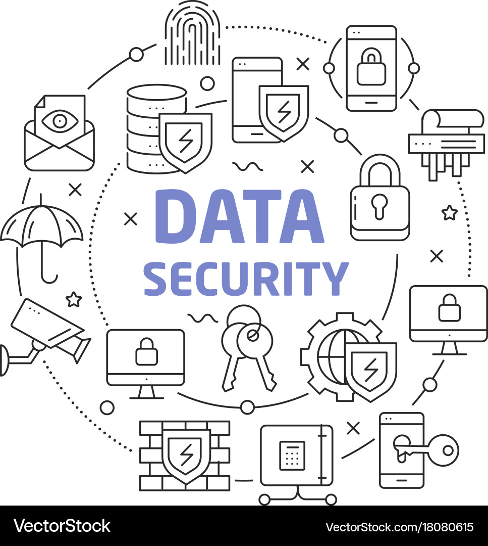 Data security linear vector image