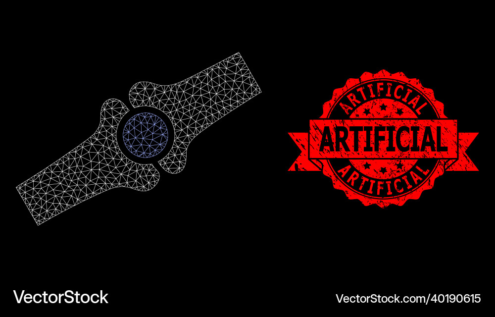 Distress artificial stamp seal and web net vector image