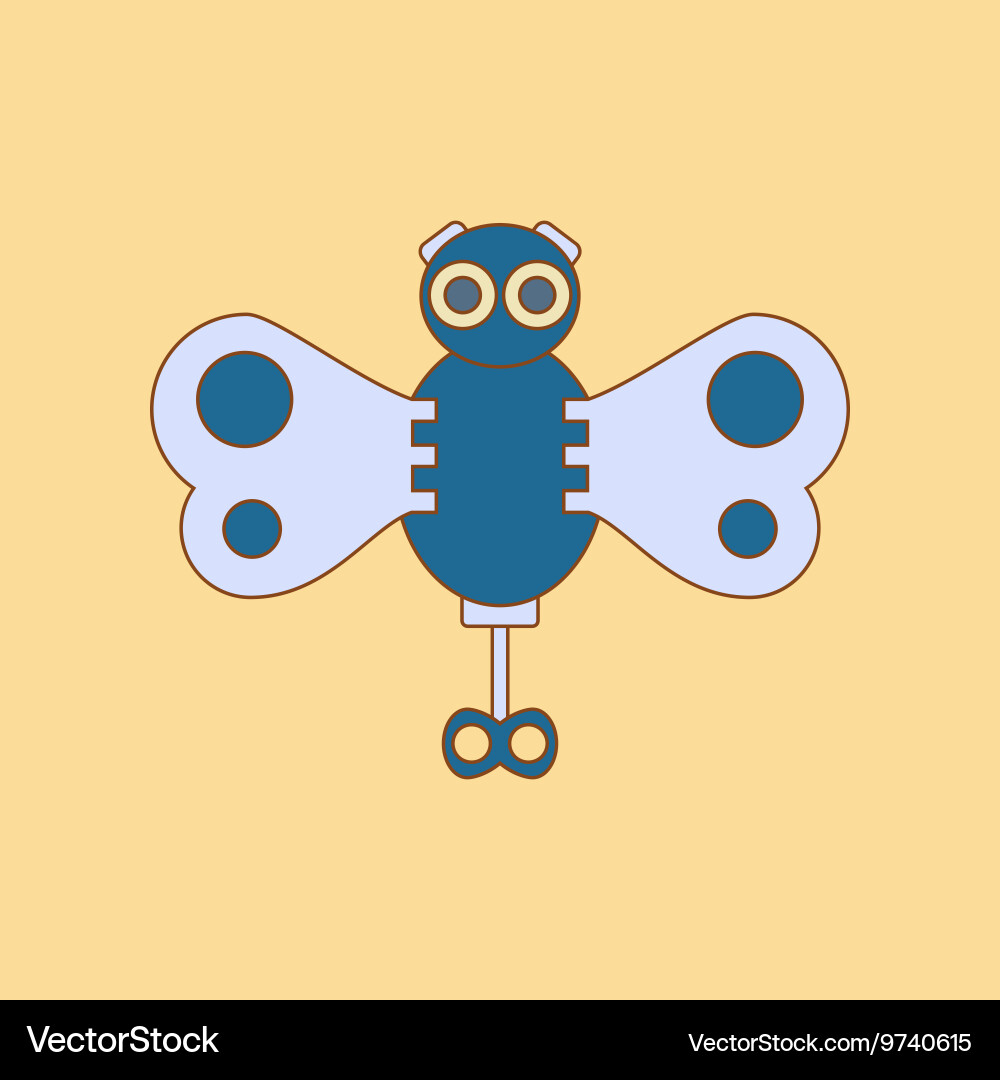 Flat icon on background kids toy butterfly Vector Image
