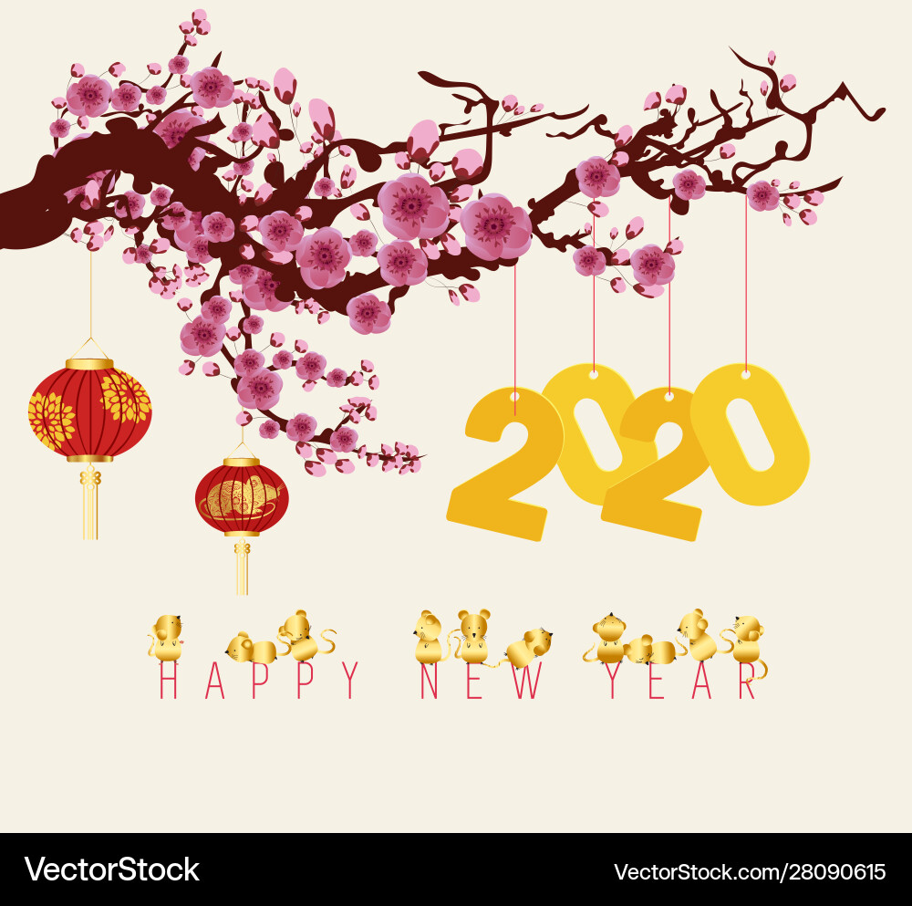 Happy chinese new year 2020 rat Happy chinese new year 2020 rat vector image