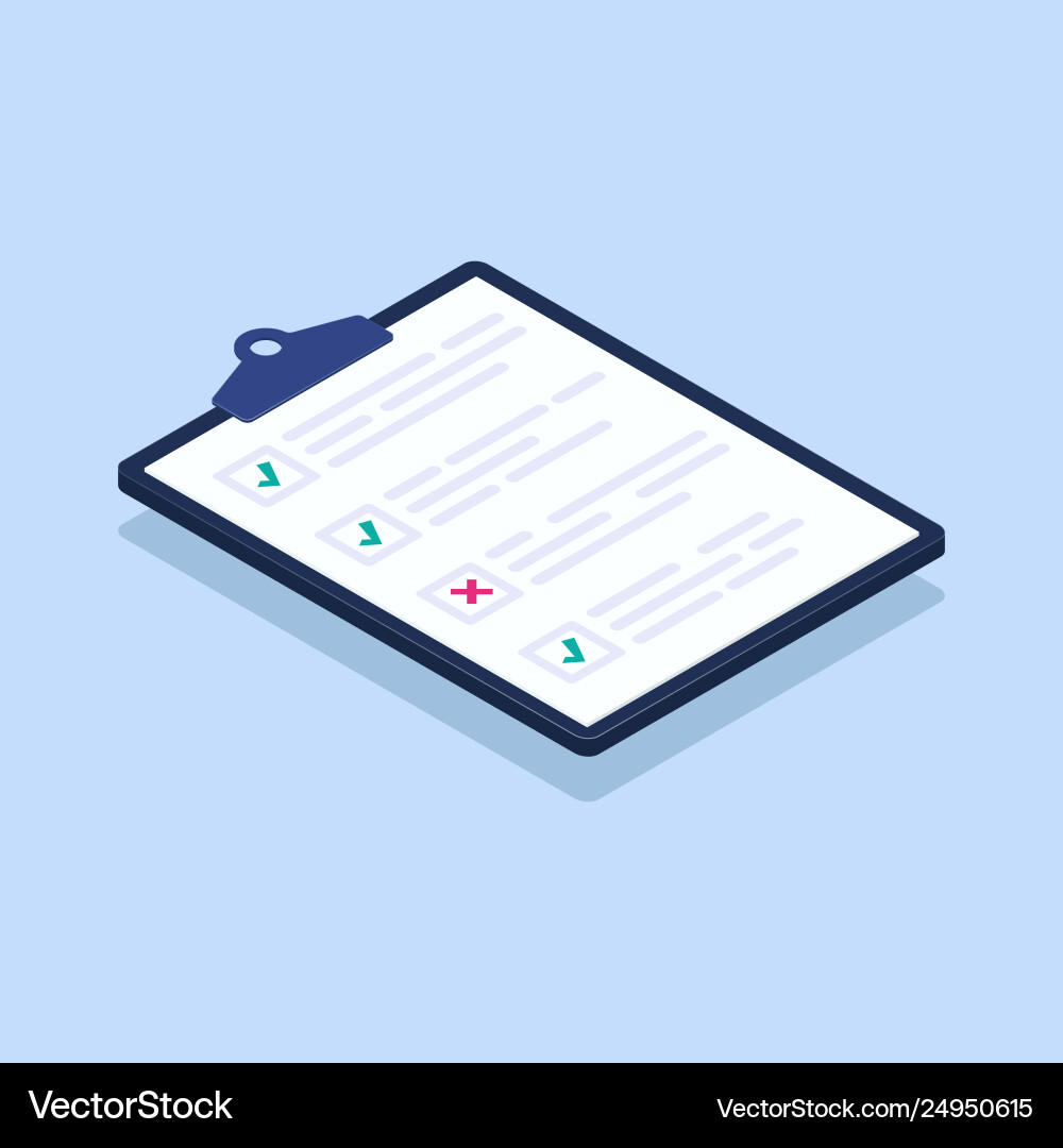 Isometric Checklist Pad with Tasks Vector Image