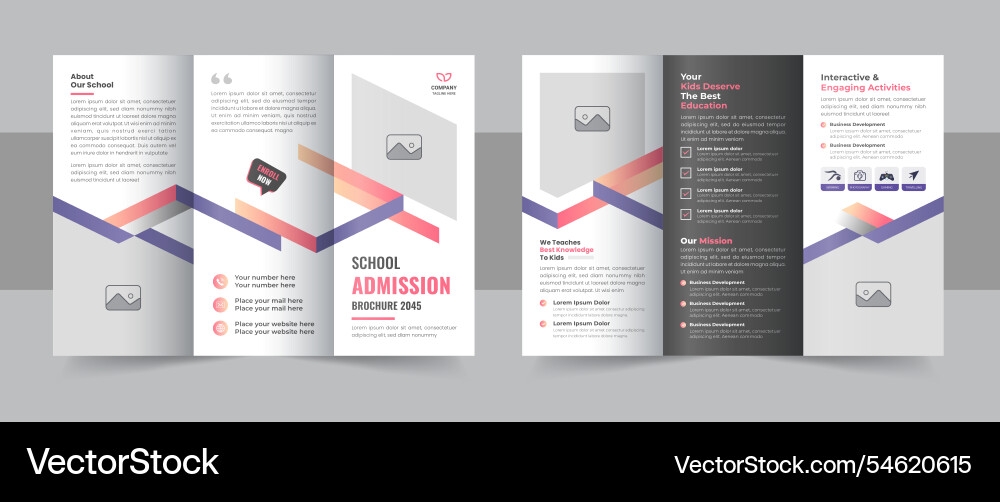 Kids back to school education admission trifold Kids back to school education admission trifold vector image