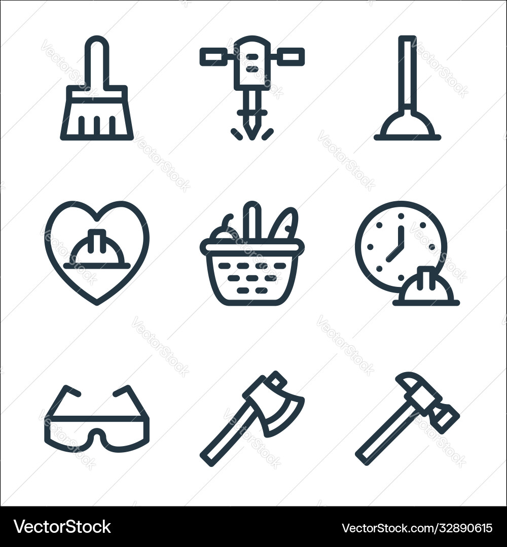 Labour day line icons linear set quality Vector Image