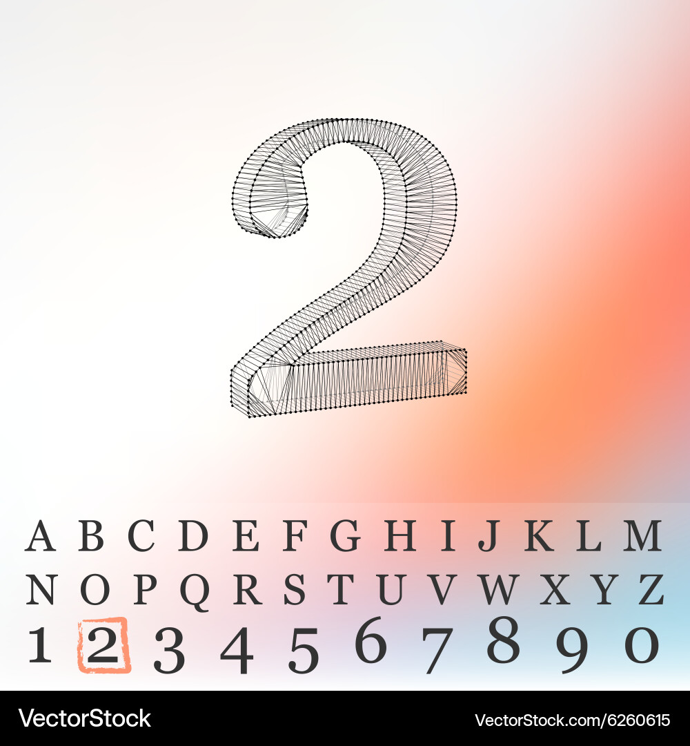 Low poly numbers font polygon number Vector Image