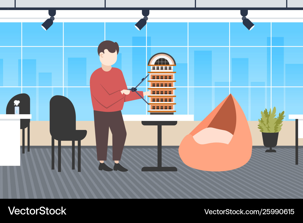 Man architect using compass engineer drafting new Man architect using compass engineer drafting new vector image