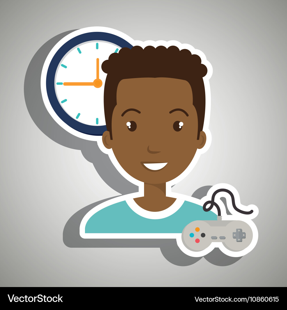 Man cartoon control game clock vector image