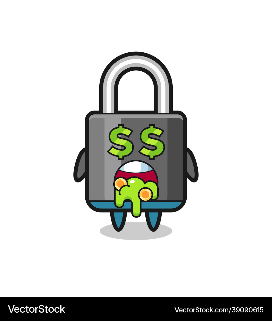 Padlock character with an expression of crazy Padlock character with an expression of crazy Vector Image
