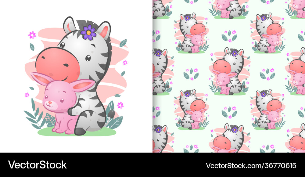 Pattern zebra and rabbit Vector Image