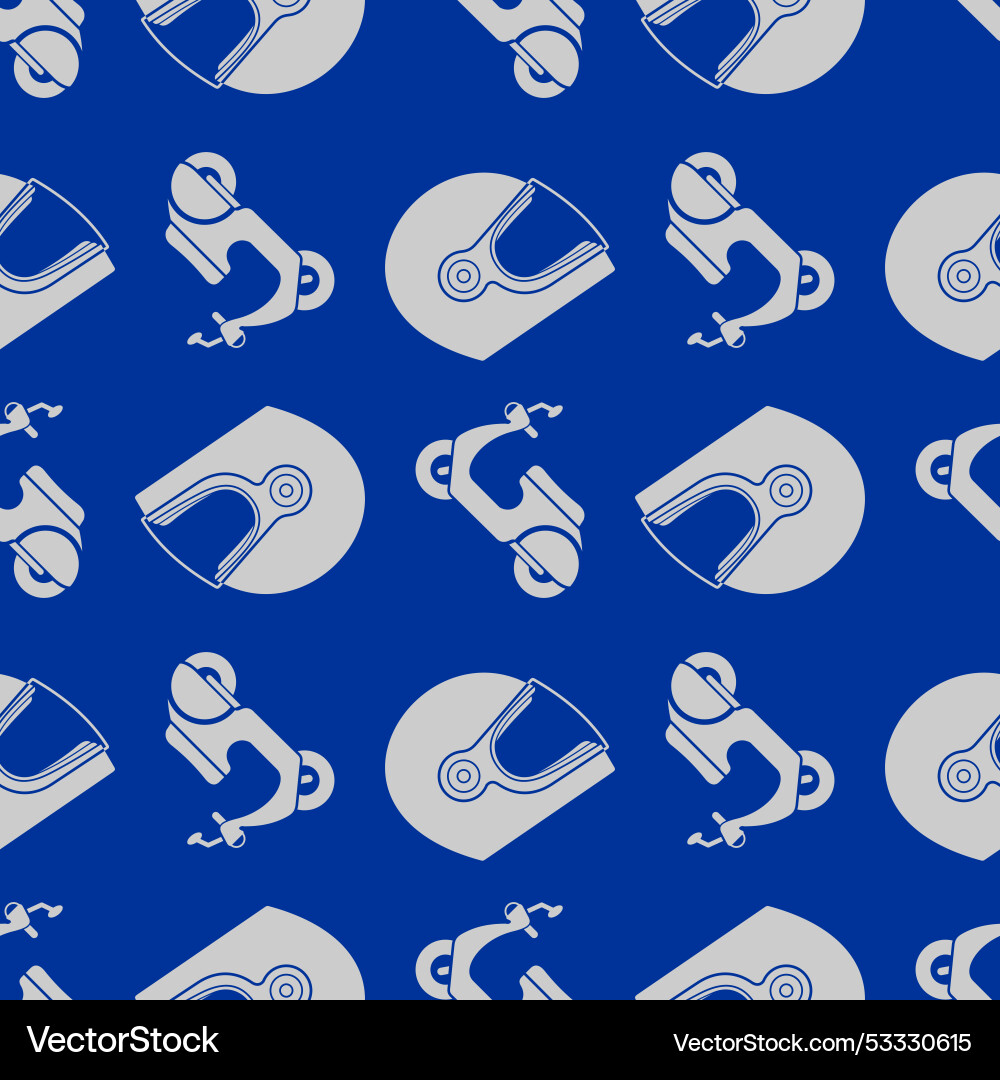 Seamless pattern of scooters and helmets Vector Image