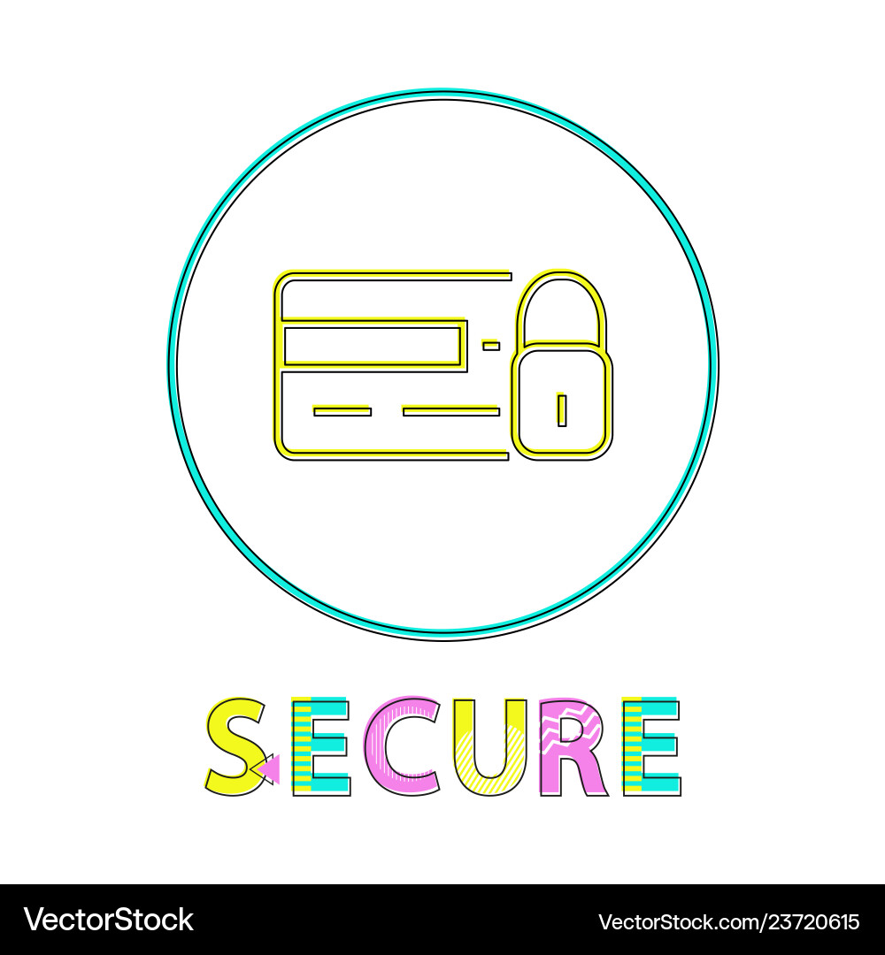 Secure online shopping service round linear button Secure online shopping service round linear button vector image