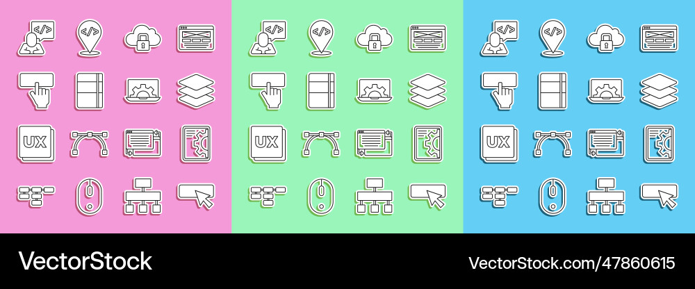 Set line ui or ux design web development layers Set line ui or ux design web development layers vector image