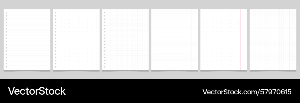 Set of notebook or notepad pages Set of notebook or notepad pages Vector Image