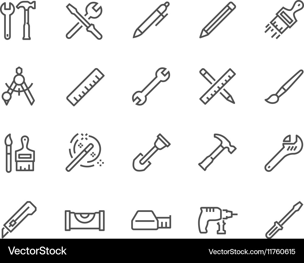 Tool Line Icons Set Vector Image