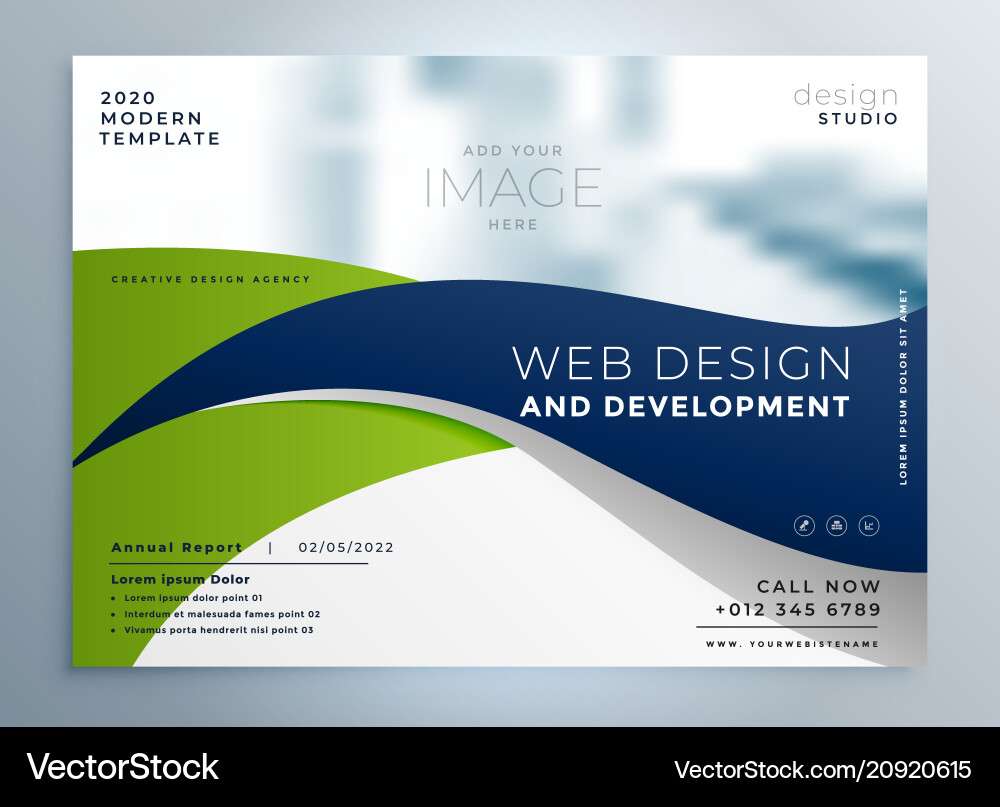 Wavy Business Brochure Template Vector Image