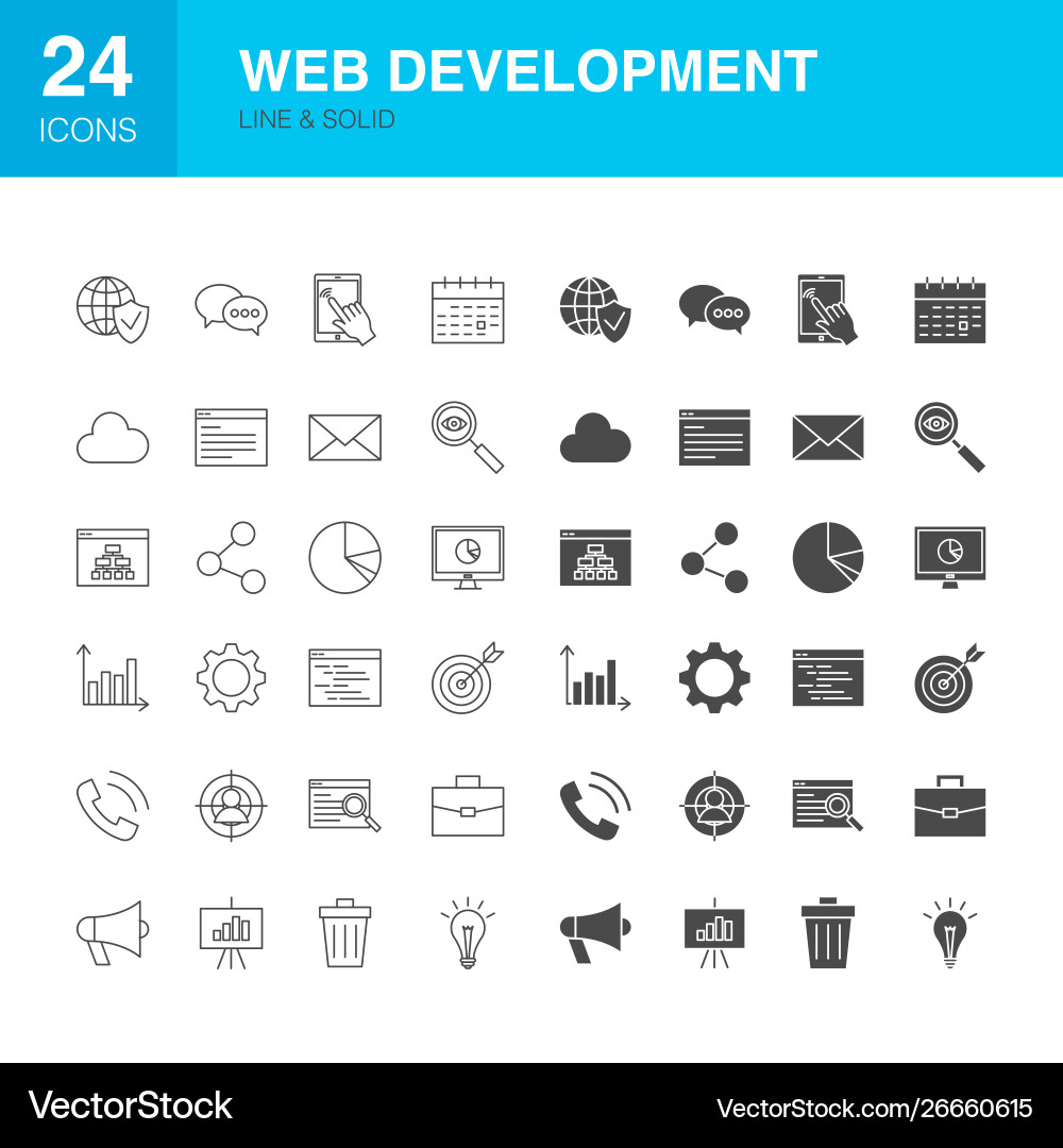 Web Development Line Icons vector image