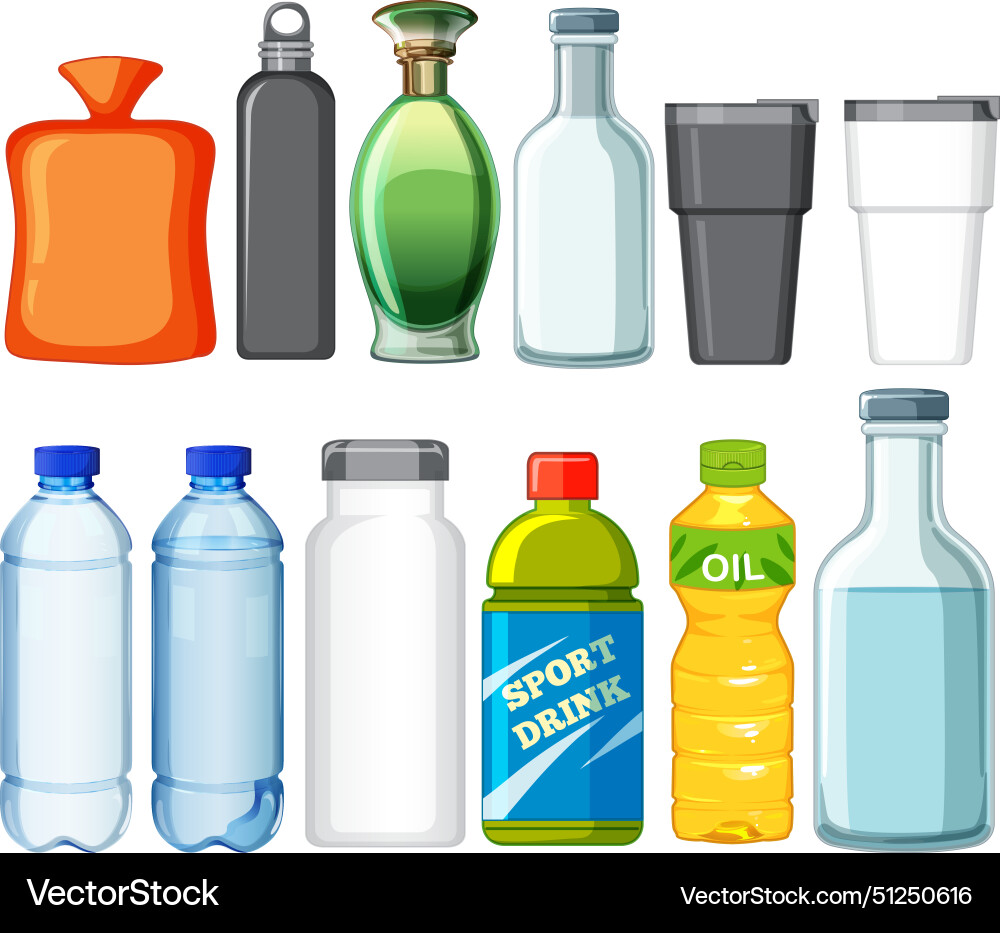 Collection of different types bottles Collection of different types bottles Vector Image