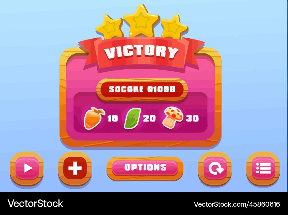 Complete set of level button game ui pop-up icon vector image