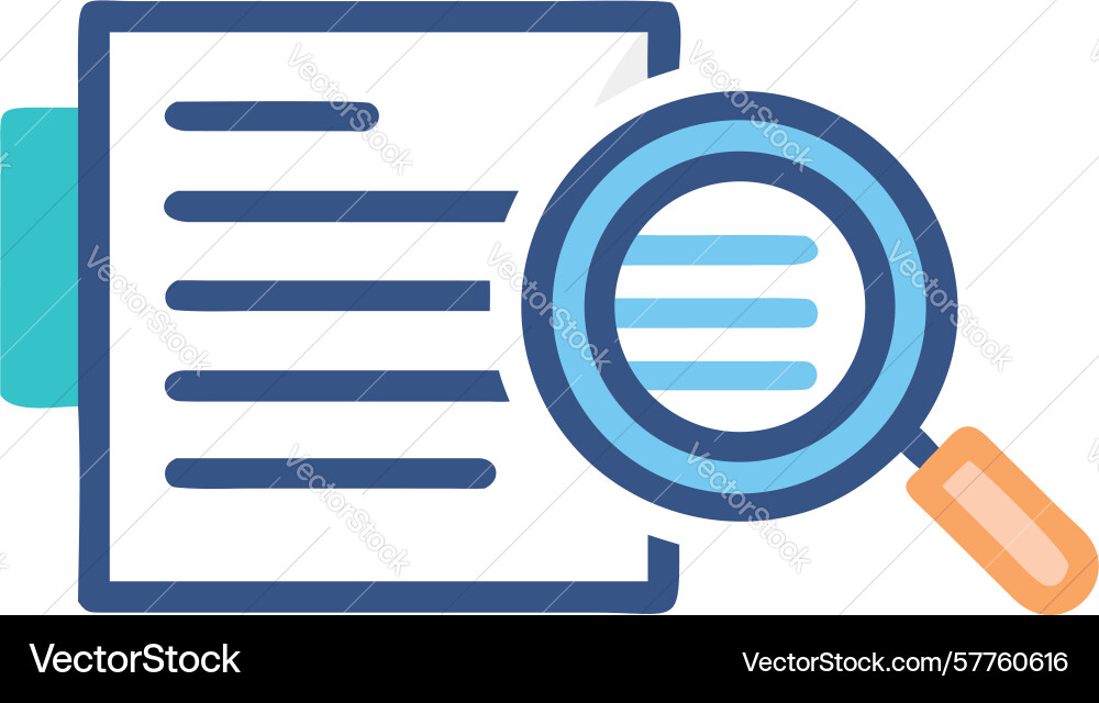 Document with magnifying glass icon - text vector image