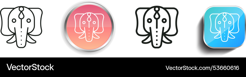 Elephant icon thin linear regular and button vector image