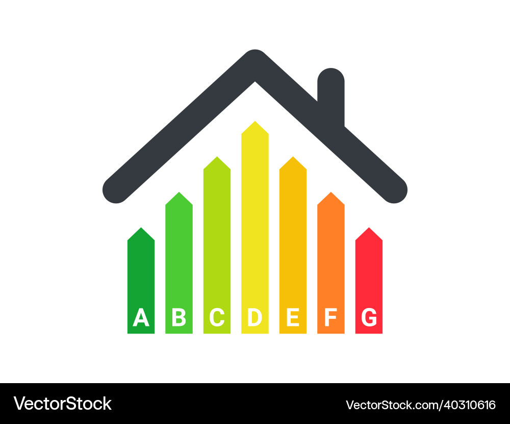 Energieeffizienzbewertung effizient Haus Energieeffizienzbewertung effizient Haus vektorbild