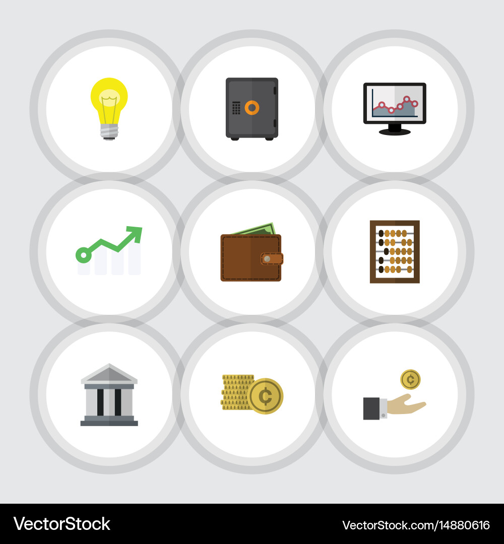 Flat incoming set of chart counter strongbox Vector Image