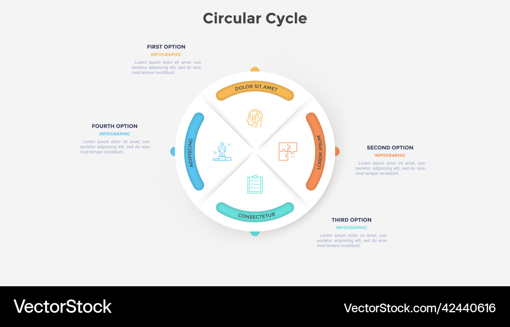 Four Part Pie Chart Template vector image