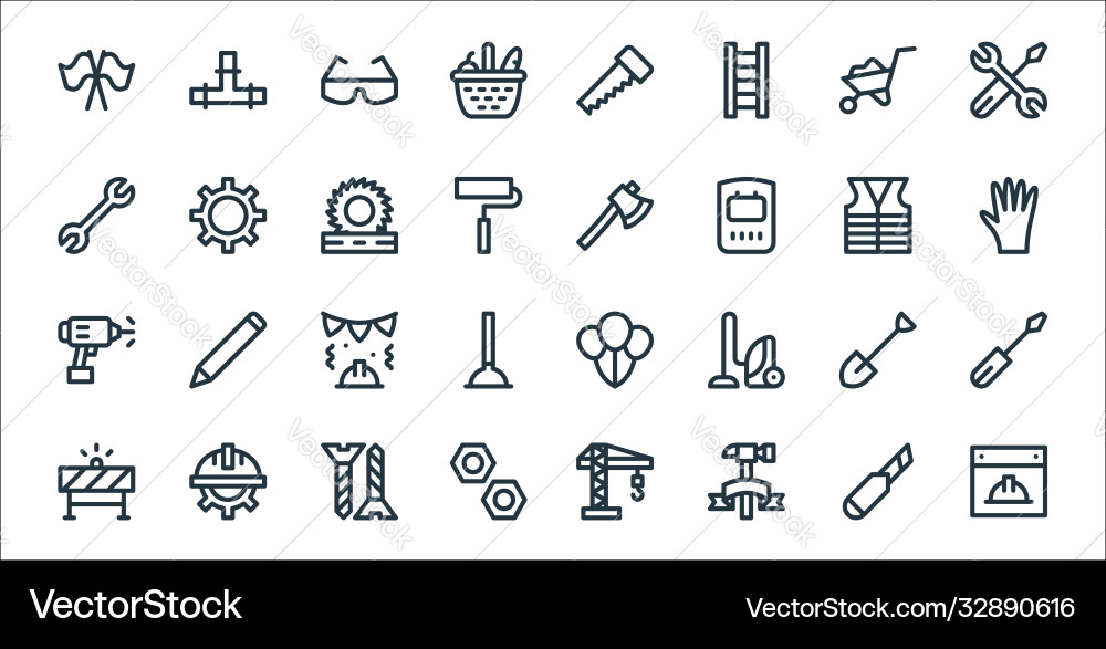 Labour day line icons linear set quality Labour day line icons linear set quality vector image