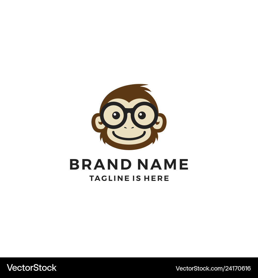 Monkey chimp geek smart charm mascot character vector image