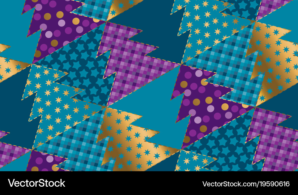 Patchwork style xmas tree Vector Image