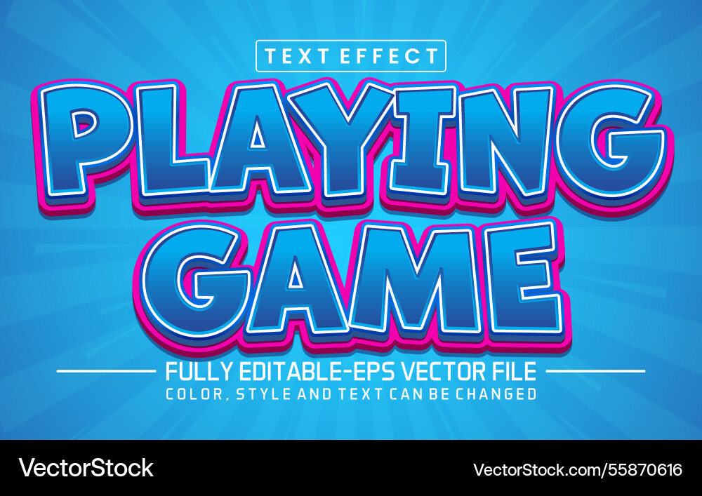 Playing game font text effect editable Playing game font text effect editable Vector Image