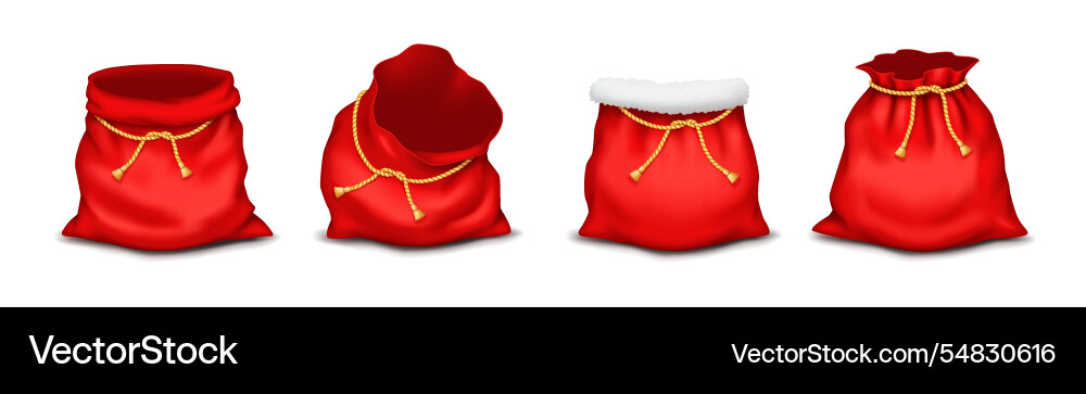 Rote Weihnachtstaschen mit Seilen realistische Farbe Rote Weihnachtstaschen mit Seilen realistische Farbe Vektorbild