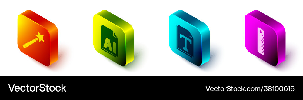 Set isometric magic wand ai file document text Set isometric magic wand ai file document text vector image