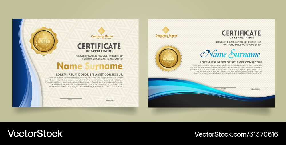 Set modern certificate template with flow lines Set modern certificate template with flow lines vector image